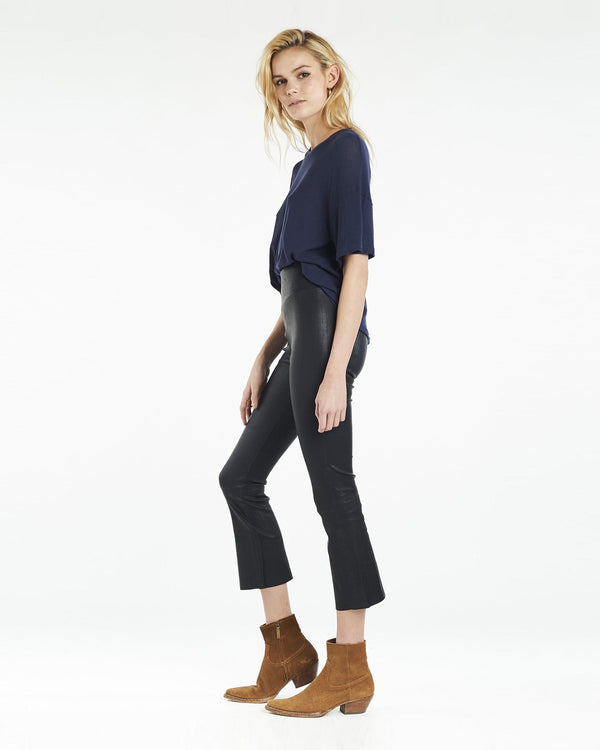 Ankle Flare Leather Legging | Navy