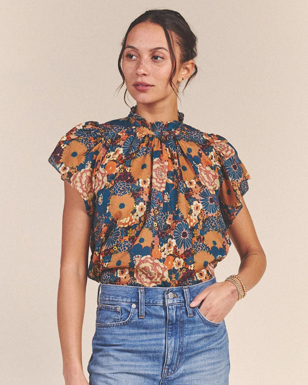 Carla High Neck Shirt | Ocaso Floral