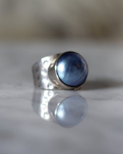 Pearl Ring Set in Sterling Silver | Blue