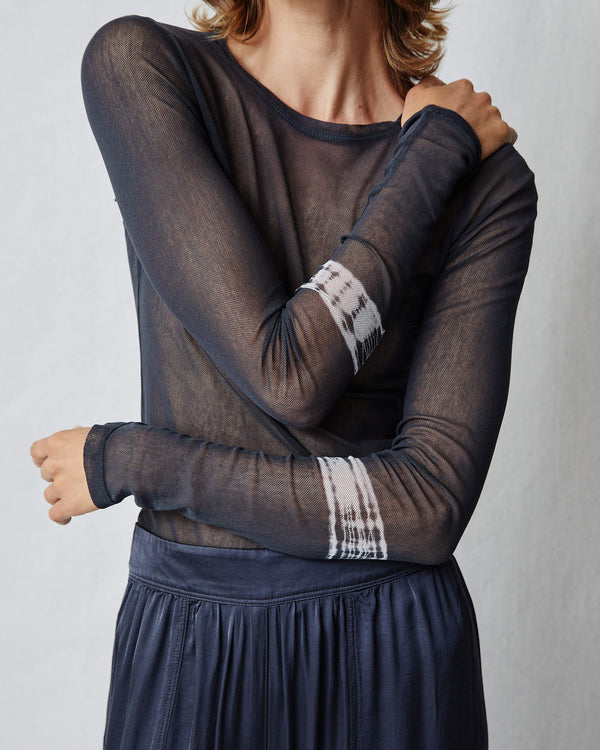 Long Sleeve Mesh Crew | Charcoal