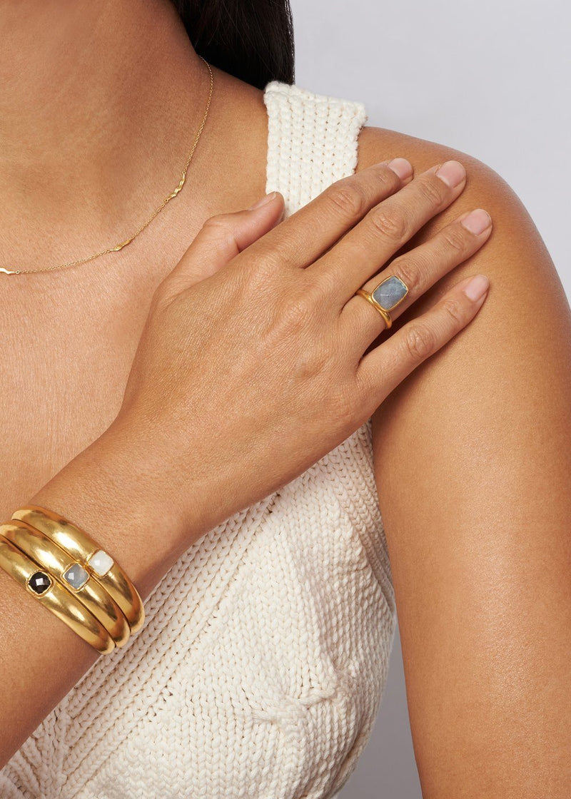 Labradorite Gold Cliff Ring