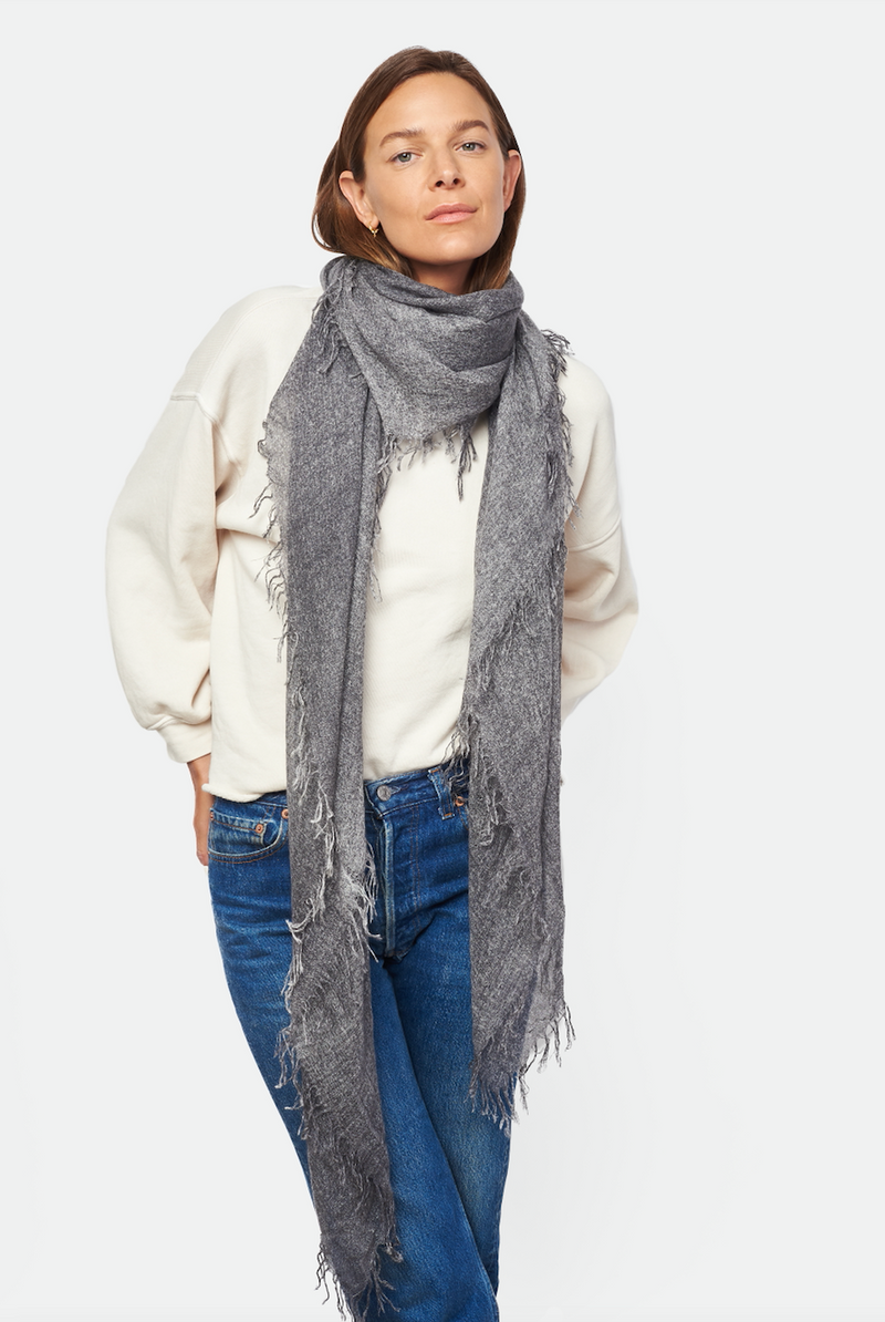 Black Textured Cashmere & Silk Scarf