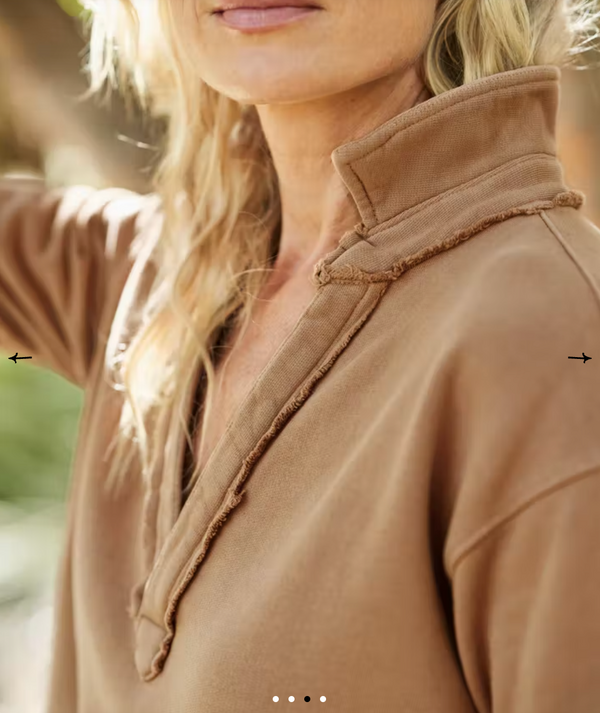 Popover Henley Sweatshirt | Camel