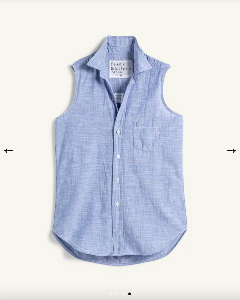 Fiona Woven Sleeveless Button Down | Light Blue