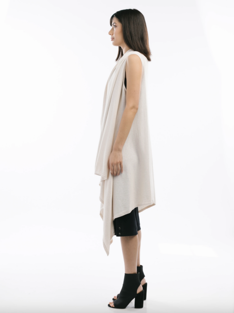 Cotton Wrap Tunic Vest | Buff Melange