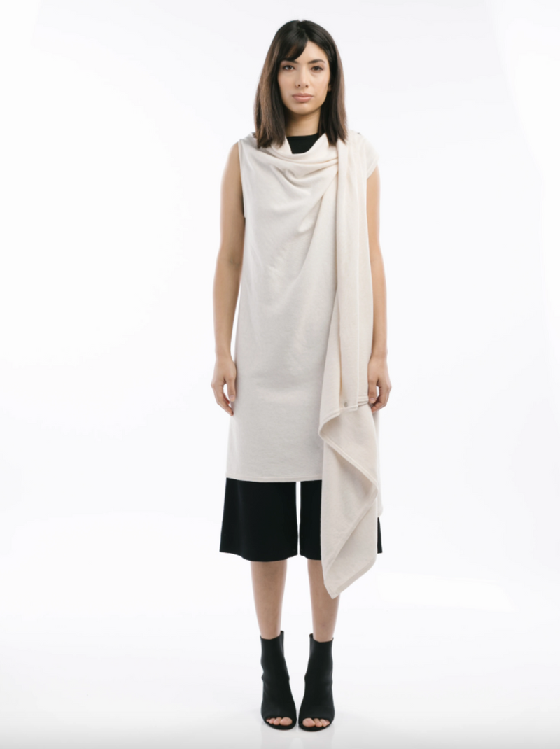 Cotton Wrap Tunic Vest | Buff Melange