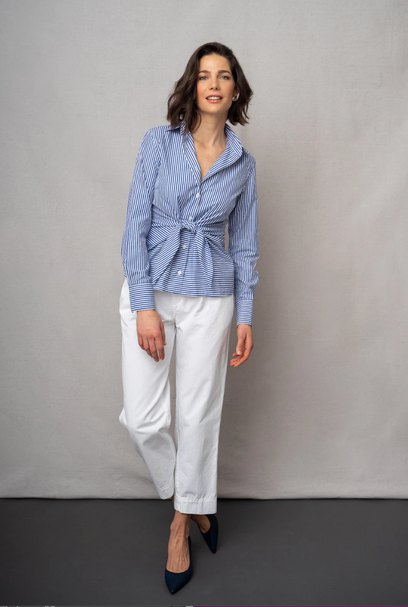 Blue Striped Shirt With Blue Pants Conjunction Shirt Blue Stripe