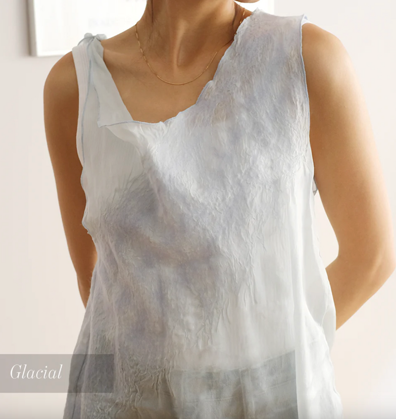 Silk Tie Shoulder Blouse | Glacial