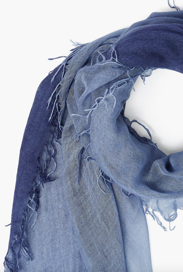 Crown Blue & Tempest Cashmere and Silk Scarf