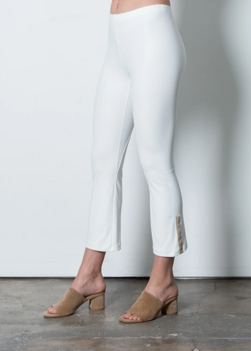 Mita Crop Flare With Leather | White Perforated