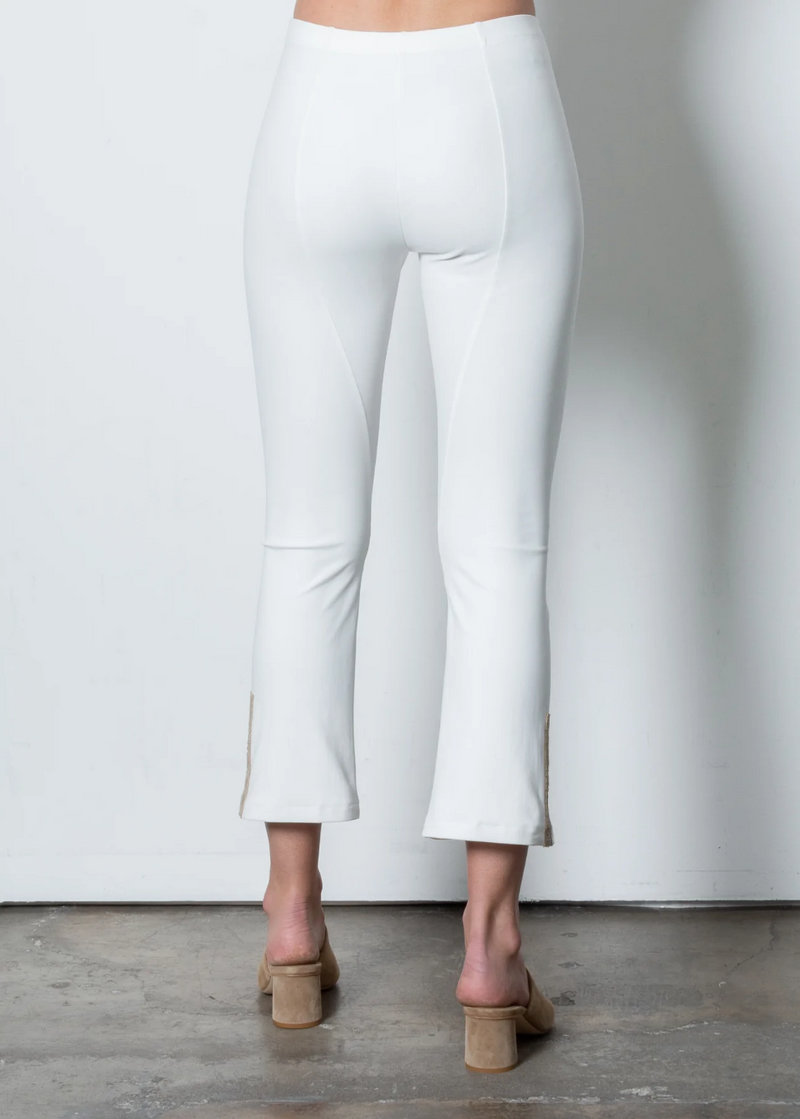 Mita Crop Flare With Leather | White Perforated