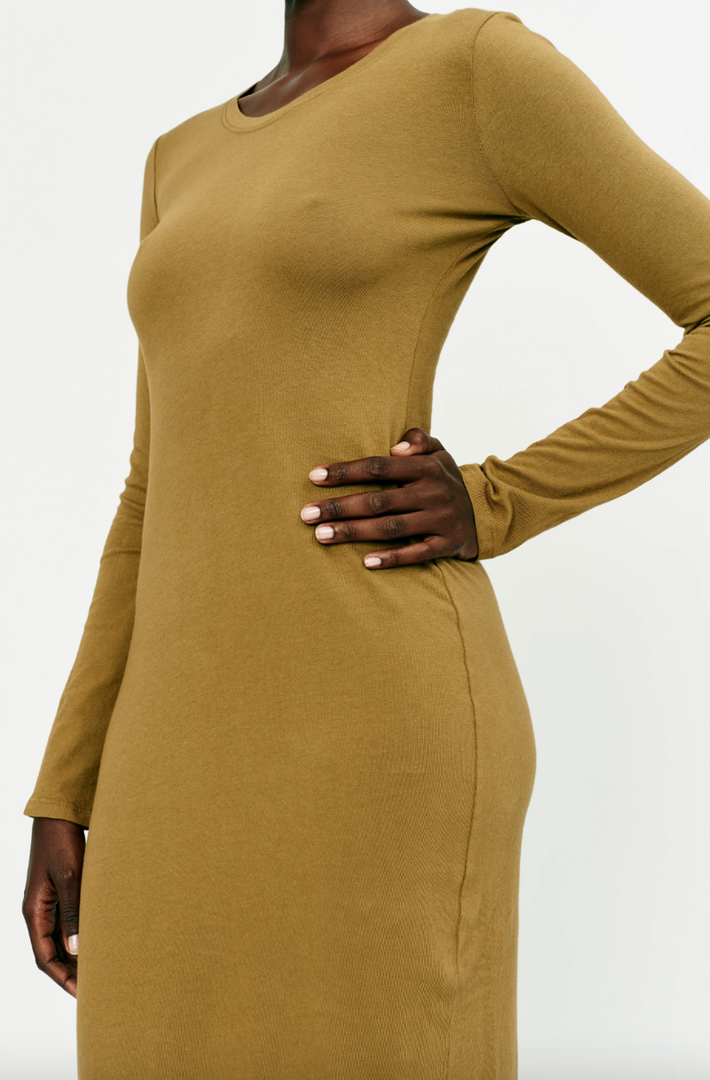 Fitted Long Sleeve Dress | Tobacco