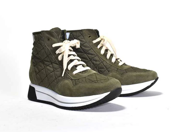Logan Quilted Sneaker | Khaki