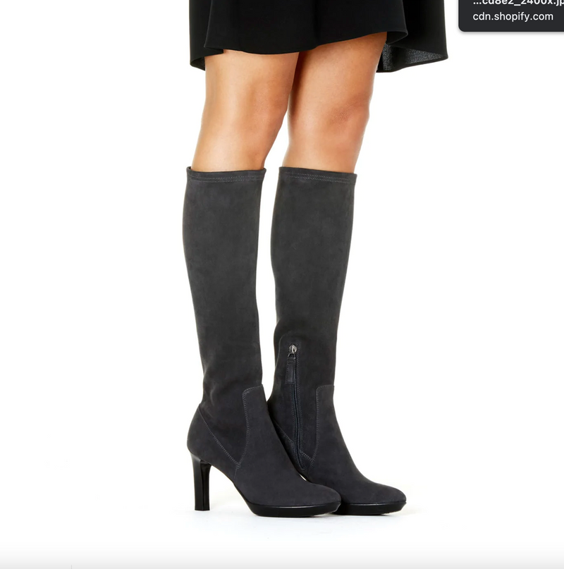 Rhumba Stretch Suede Boot Black Well Heeled