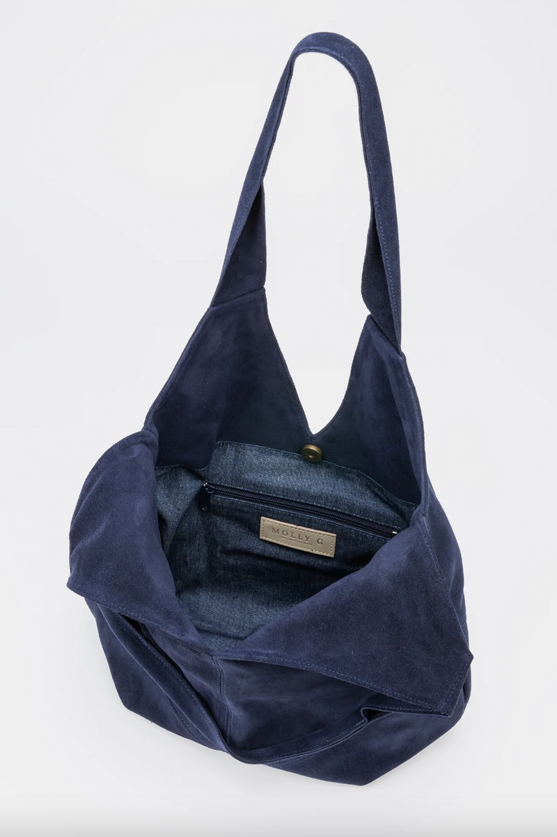 Louise Suede Bag  Navy – Well Heeled