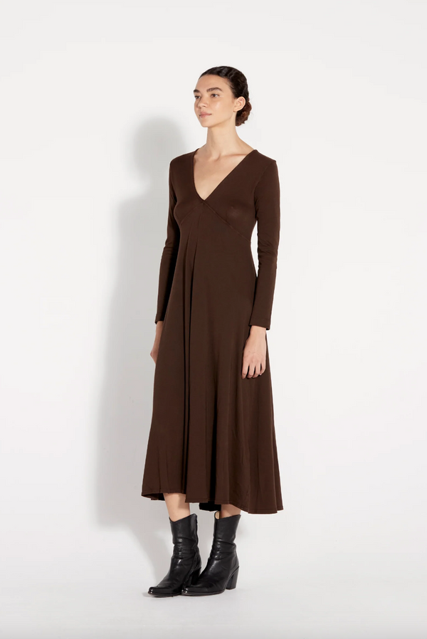 Dark Brown Classic Jersey Natalie Dress