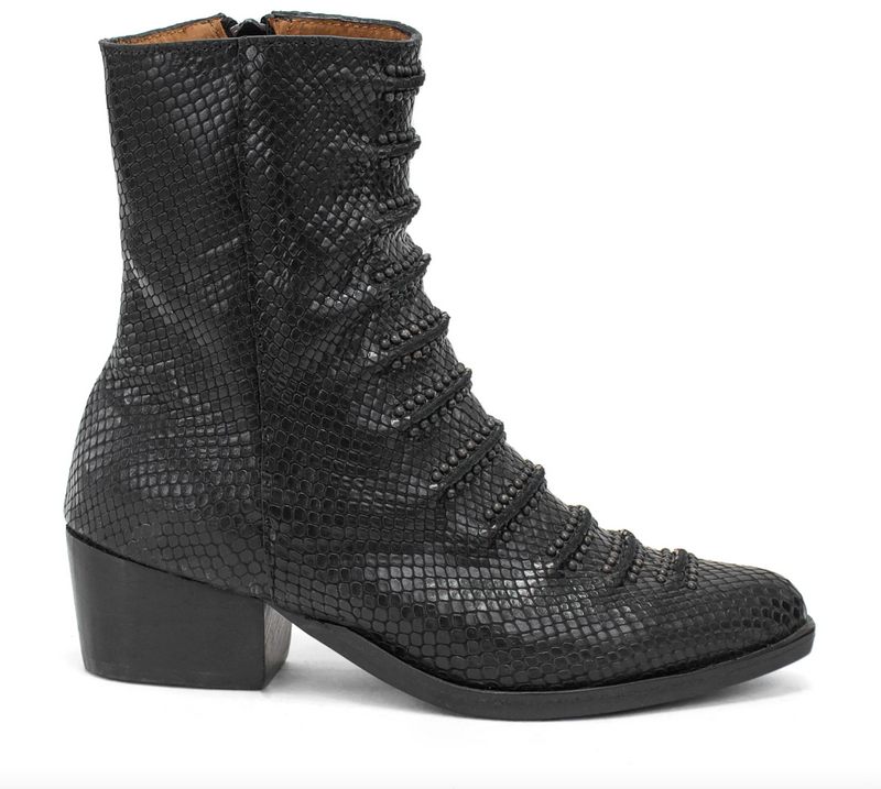 Tiba Tall Bootie | Black Lizard