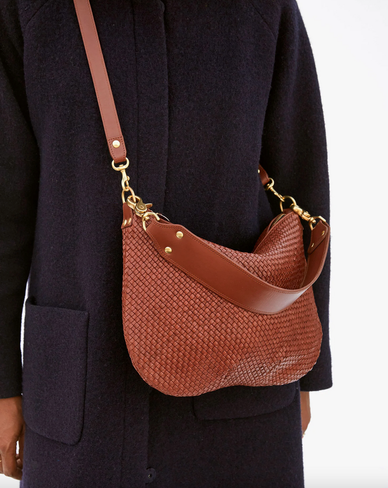 Clare V. Moyen Messenger in Natural Woven Checker