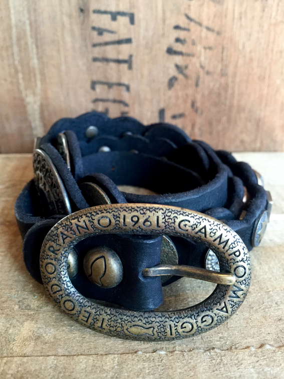 Black Embellished Cowhide Leather Belt