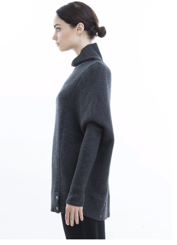 Rib Knit Turtleneck Pullover | Pewter