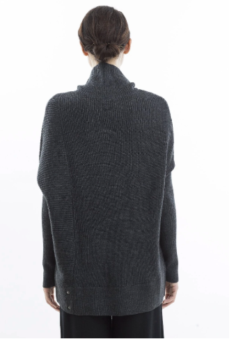 Rib Knit Turtleneck Pullover | Pewter