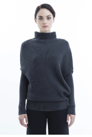 Rib Knit Turtleneck Pullover | Pewter