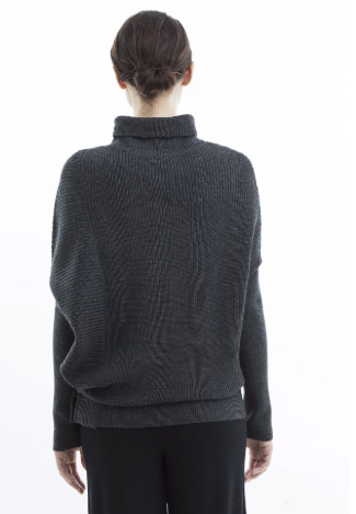 Rib Knit Turtleneck Pullover | Pewter
