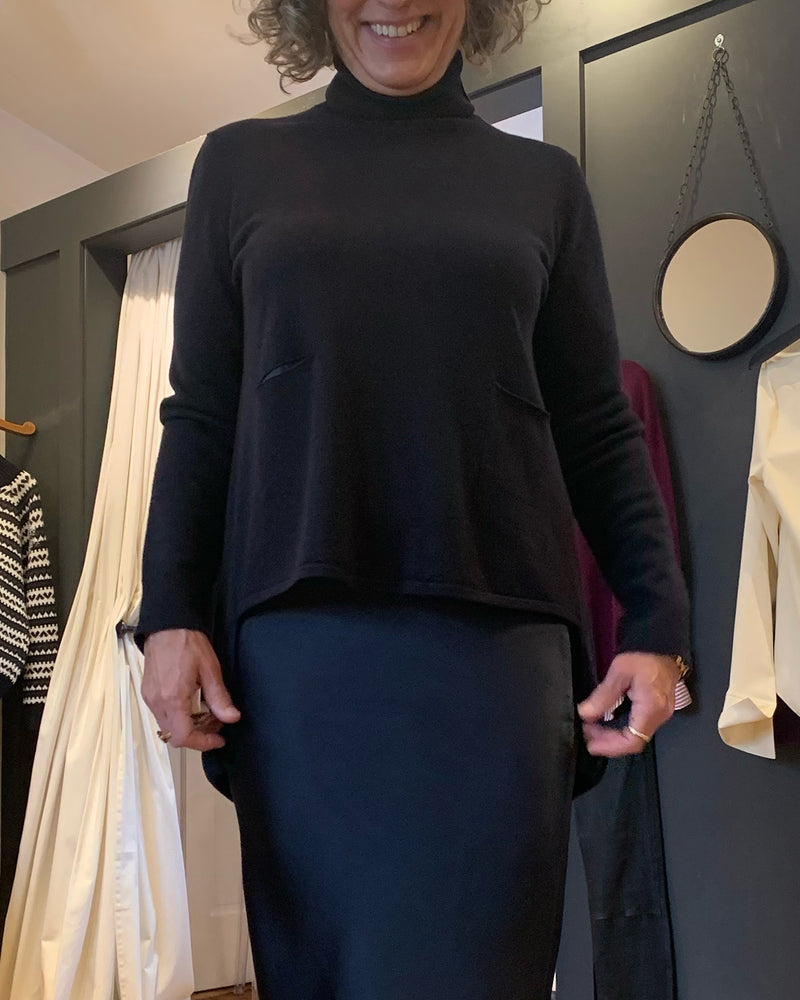 Turtle Neck Pocket Sweater Night Blue