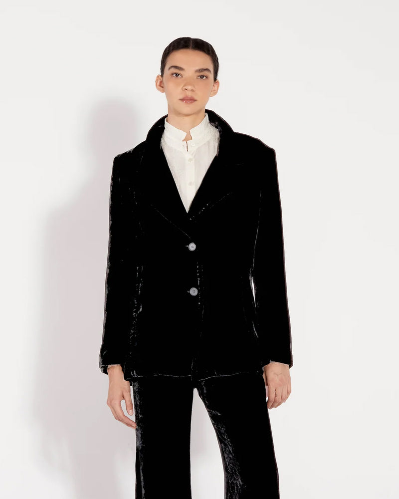 Helen Velvet Blazer | Black