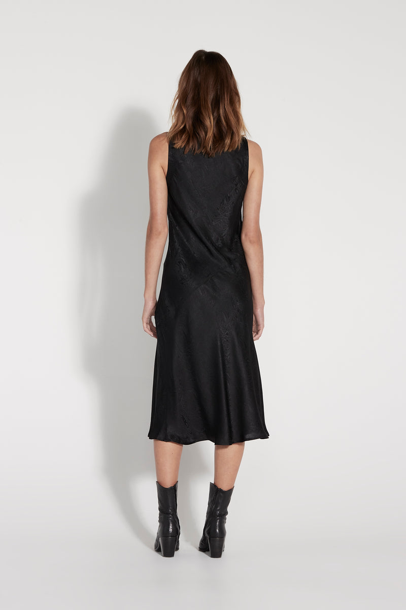 Black Silk Kennedy Midi Dress