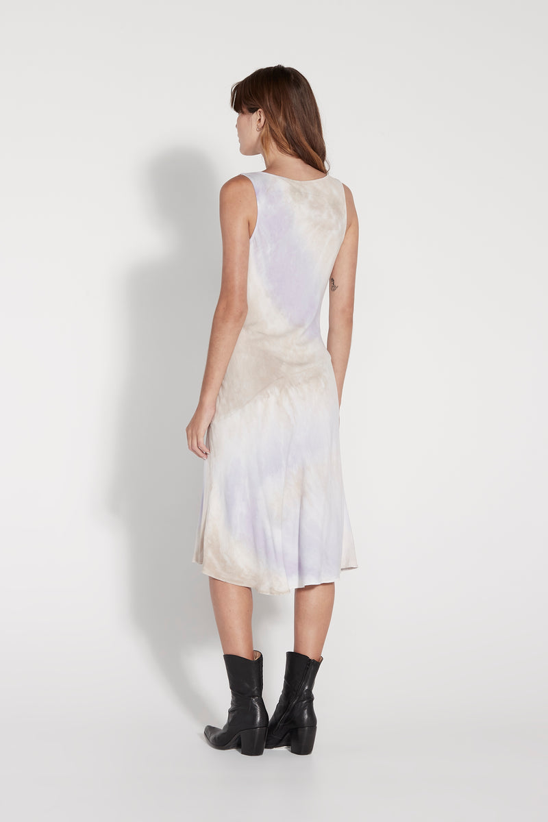 Lavender Tie Dye Viscose Linda Midi Dress
