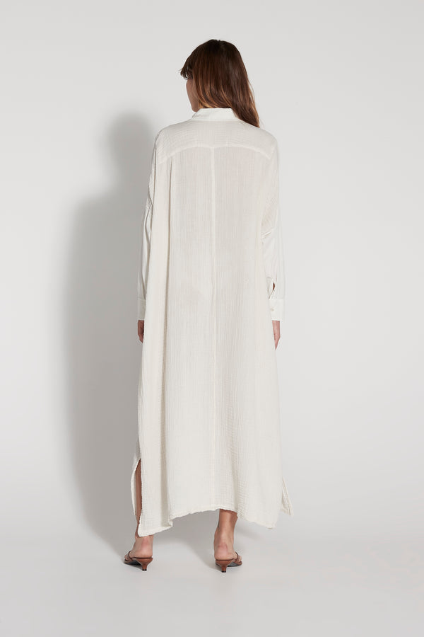 Dirty White Caftan Shirt Dress