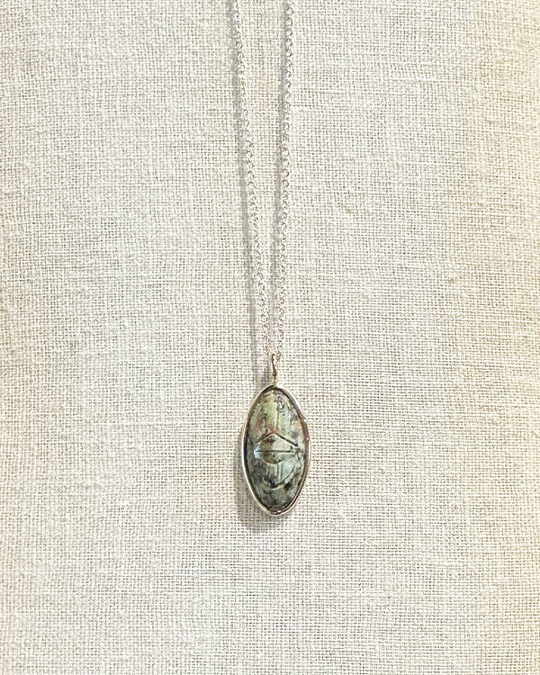 Jasper Scarab Bezel on 14k Gold Chain