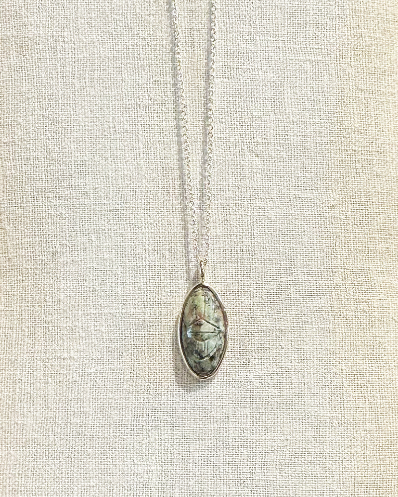 Jasper Scarab Bezel on 14k Gold Chain