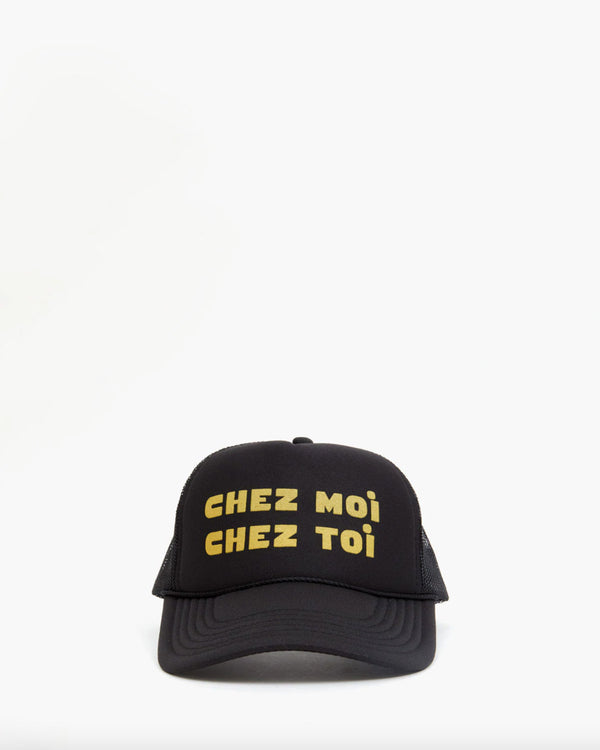 Chez Moi Chez Toi Black Trucker Hat