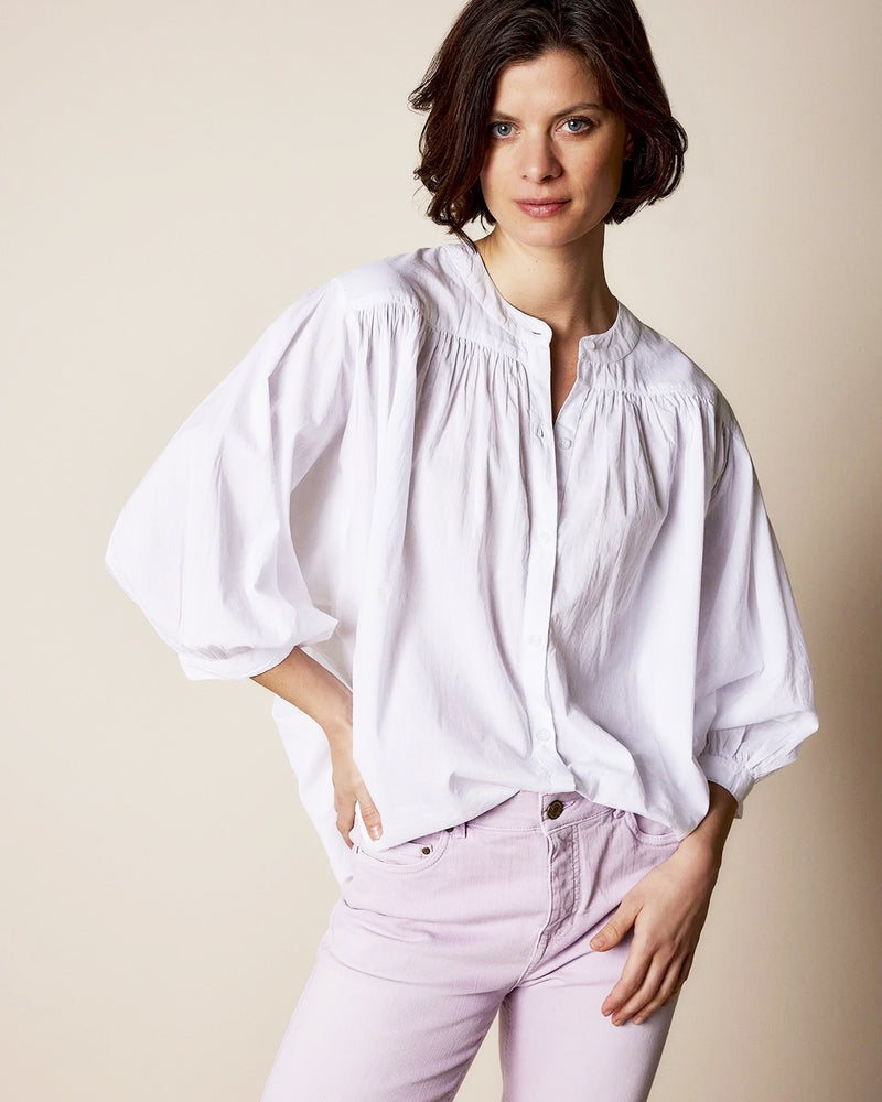 Cotton Voile Blouse | White