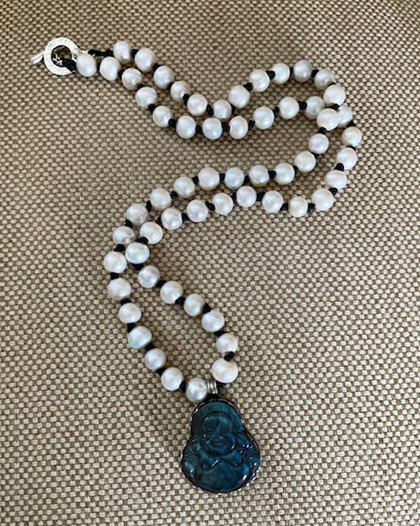 Long Labradorite & Buddha Necklace