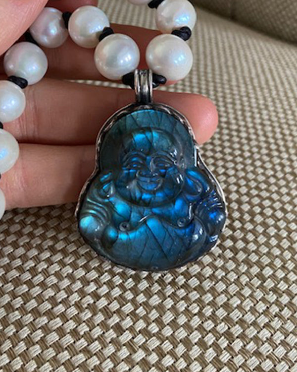 Long Labradorite & Buddha Necklace