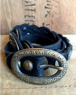 Black Embellished Cowhide Leather Belt