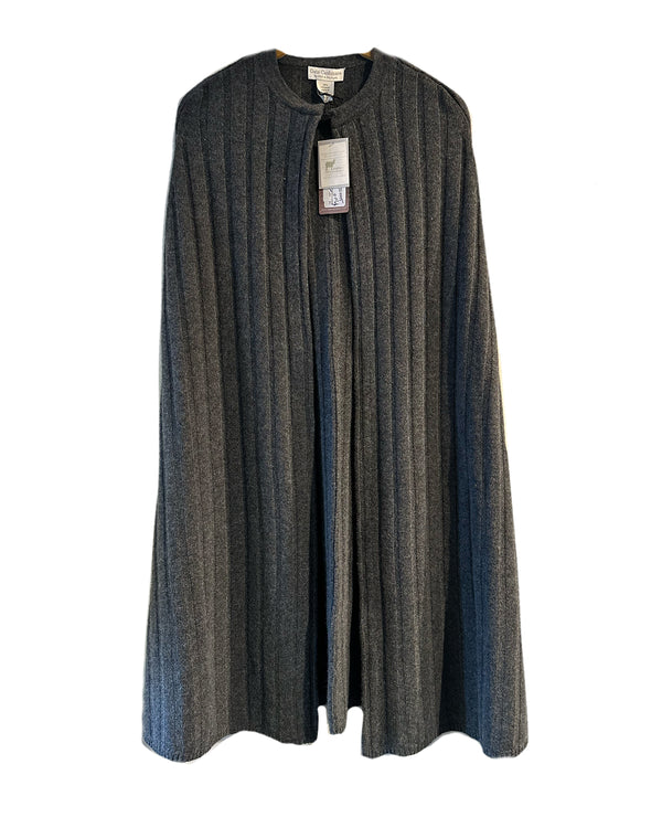 Ribbed Long Cape | Charcoal