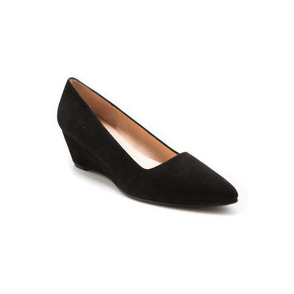 Clap Pointed Toe Wedge | Black Suede