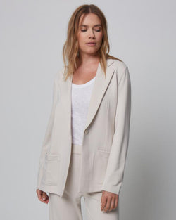 French Terry One Button Blazer | Cloud