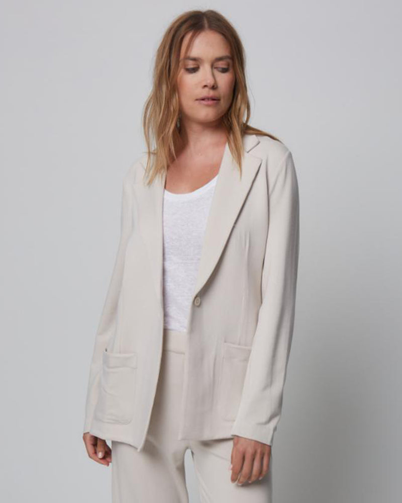 French Terry One Button Blazer | Cloud