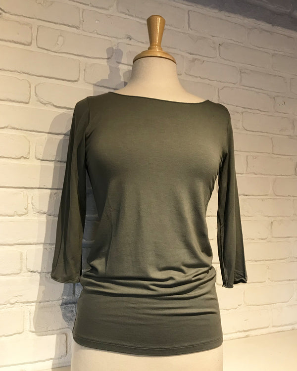 Viscose Elastane 3/4 Sleeve Boatneck
