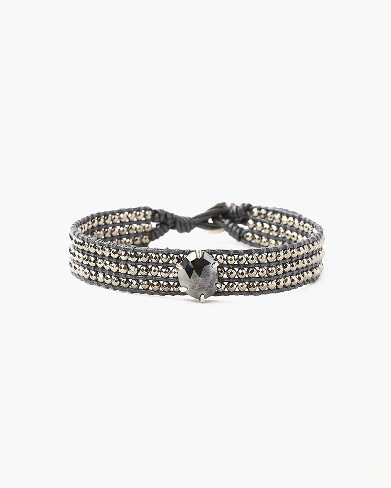 Semi Precious Stone Single Wrap Bracelet | Hematite
