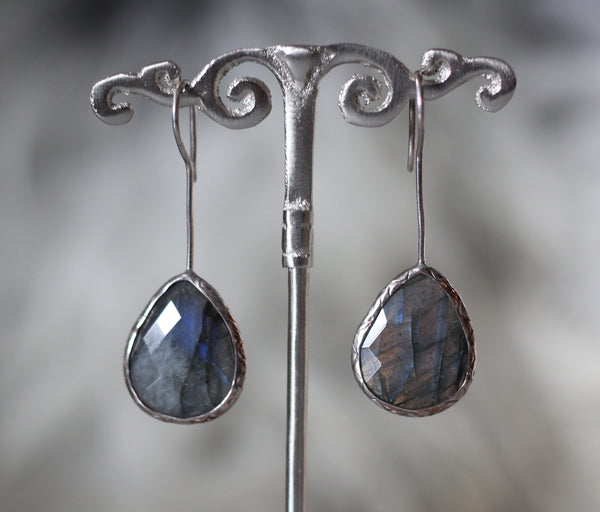 Labradorite Earrings in Sterling Silver