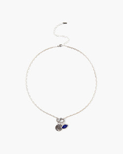 Short Silver Chain Charm Necklace | Lapis