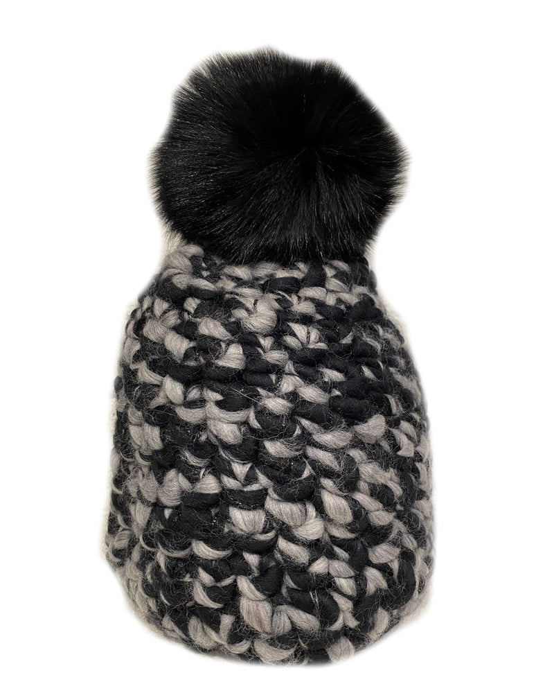 Sparkle Deep Beanie Pomster Black Grey