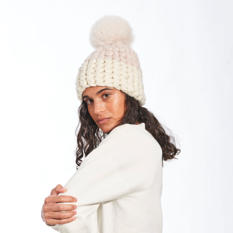 Deep Beanie Marzipan White Color Block