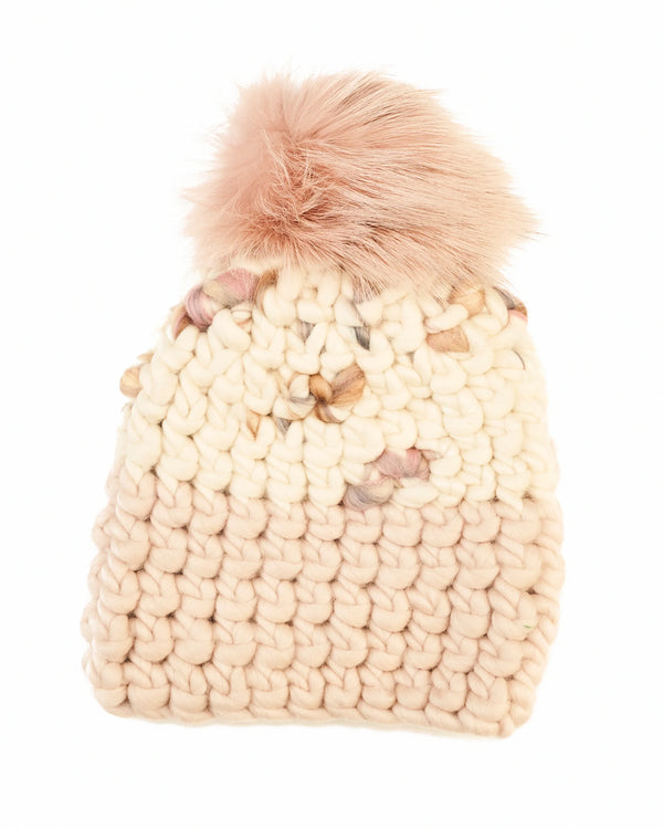 Colorblock Deep Beanie Pomster | Marizpan Pastel Twombley